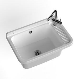 Lavabo Moderno Mongardi Bianco 58.3L in Resina Multiuso da Parete per Interni ed Esterni 38.5D 26H cm - Product Image 2