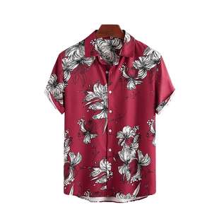 Wholesale Summer <b>Men's</b> Short Sleeve Aloha Beach <b>Hawaiian</b> Printed Polyester Fashion <b>Shirts</b> - Product Image 1