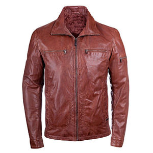 Veste en cuir personnalisée pour hommes en peau de mouton, col noir style pression décent, ajustement confortable pour la course de moto d'hiver - Product Image 4