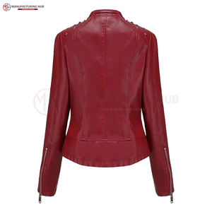 Transpirable de alta calidad para mujer, prendas de vestir exteriores, estilo de moda, nuevo modelo, chaqueta informal con cremallera para mujer, chaqueta de cuero para mujer con OEM - Product Image 4