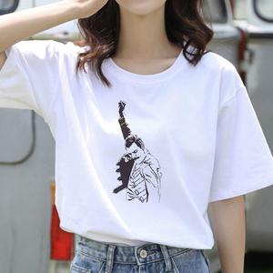 Ropa de talla grande para mujer, camiseta informal de algodón con cuello redondo de gasa, lisa, personalizada, inteligente, Anti - Product Image 5