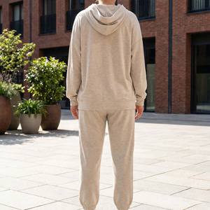 High Quality Organic Cotton Solid Skinny Short Tracksuit <b>Silky</b> Soft Lightweight Breathable Hoodie and Jogger Set - Product Image 6