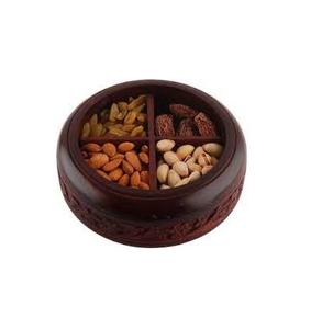 Plateau à fruits en bois 3 sections de haute qualité, plat à dessert brillant poli et plateau à entrées en bois - Product Image 6