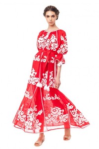 ยูเครน Maxi Bohe ชุดเดรสยาวขนาดใหญ่พิเศษสำหรับผู้หญิงชุดเดรสชายหาดเสื้อผ้าสำหรับใส่ไปทะเลปักลายตารางสำหรับผู้หญิง - Product Image 5