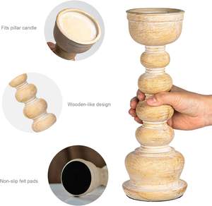 Rustic Whitewashed <b>Wooden</b> <b>Candle</b> <b>Holder</b> Set Farmhouse Style <b>Pillar</b> Stands for Cozy Home Decor and Elegant Rustic Accents Weeding - Product Image 5