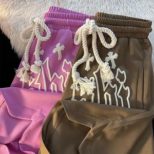 Vintage 100% coton personnalisé 3D mousse bouffée impression surdimensionné Streetwear Shorts athlétiques avec cordon de serrage taille hommes femmes unisexe - Product Image 2