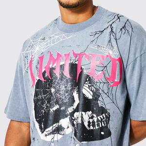 T-shirts surdimensionnés vintage pour hommes T-shirt à manches courtes en coton Baggy Crewneck Streetwear délavé à l'acide - Product Image 6
