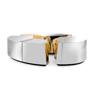 Lapiaz Contemporary Metal Mirrored Oval Center <b>Table</b> Durable Chinese Style Tea <b>Table</b> for Home Living Room Furniture - Product Image 4