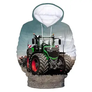 Dessin animé tracteur sweats à capuche voiture camion impression 3D homme femmes Y2K sweat à capuche pulls surdimensionnés sweats à capuche Harajuku enfants vêtements