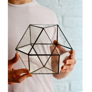 Terrarium en verre dernier modèle pour plantes verre géométrique avec accessoires salon et bureau déco cadeau fait main enduit noir - Product Image 4