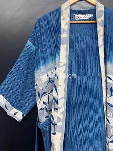 Handmade Floral Crepe Silk <b>Kimono</b> Robe for <b>Women</b> | Soft Comfortable Summer Bathrobe V-neck Elastic Waist | Vintage Luxury Resort - Product Image 3