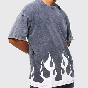 T-shirt surdimensionné 100% coton personnalisé pour hommes motif solide imprimé Logo Premium Plus Size Long 220 Grammes Poids du tissu - Product Image 2