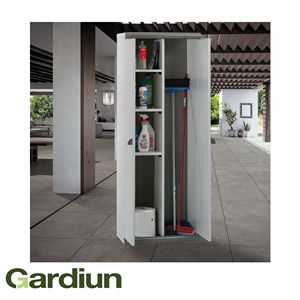 Armoire haute en résine pour rangement de jardin Tavira 2 balais | Fournitures de jardin extérieur | Produit prêt à être expédié depuis l'Espagne - Product Image 4