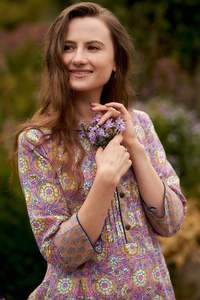 ชุดเดรสโบฮีเมียน ซินต้า ความยาวระดับน่อง ทรงเอ พิมพ์ลายด้วยมือ ผ้าฝ้ายแท้ สำหรับฤดูใบไม้ผลิ ฤดูร้อน ฤดูใบไม้ร่วง - Product Image 4