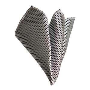 Black Shiny Geometric Pocket Square with Black and <b>Silver</b> - Product Image 1