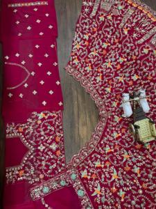 Más buscado Cancan Canvas Patta Indian Pakistani Lehenga Choli para mujeres bordado lentejuelas trabajo encaje tela alta venta - Product Image 6