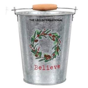 Venta Directa de Fábrica: Cubo de Metal Galvanizado Rojo Simple para el Hogar, Juego de Regalo de Navidad, Cubo para Herramientas, Contenedor - Product Image 2