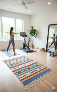 Woven Fancy Modern Floral Plush Cotton Rectangle <b>Rug</b> Reversible Backing Machine Washable 950 Per Sq Meter Home <b>Camping</b> Exercise - Product Image 3