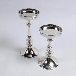 Soportes de vela de latón de gran venta para sala de estar, soporte de pilar de vela de aluminio niquelado de alta calidad para mesa - Product Image 3