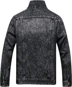 Veste en jean pour homme, veste en jean décontractée, déchirée, coupe ajustée, veste de camionneur extensible, manteau en jean décontracté classique - Product Image 5