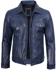 <b>Mens</b> Premium Vintage Leather <b>Jacket</b> Real Lambskin <b>Trucker</b> Style Timeless Classic Outerwear Real Lambskin - Product Image 1