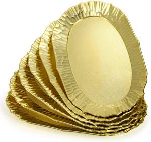 Elegante bandeja de servicio de metal chapado en oro Durable y elegante para servir bebidas Decoración de aperitivos - Product Image 1