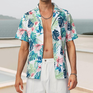 Chemises hawaïennes pour hommes à manches courtes, col en V, en toile respirante, à double boutonnage, écologiques, personnalisables, séchage rapide, vente chaude - Product Image 5