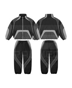 Veste coupe-vent de haute qualité 100% nylon, pantalon élastique 2 pièces et panneaux de veste à col, ensemble de survêtement coupe-vent pour homme - Product Image 5