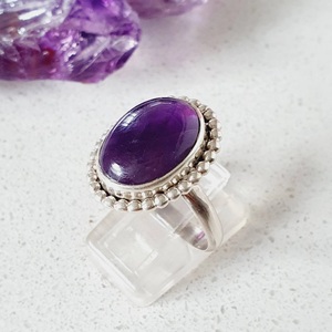 925 argent Sterling naturel violet améthyste bague concepteur ovale coupe lunette réglage classique pour mariage fiançailles anniversaire - Product Image 4