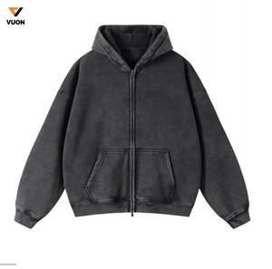 Sudadera con logotipo personalizado de gran tamaño para mujer de alta calidad, jersey con estampado de algodón para hombre, sudaderas con capucha con cremallera completa recortada Unisex bordada - Product Image 3