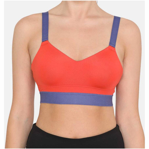 Soutien-gorge de sport respirant pour femmes avec fermeture à glissière Vêtements d'entraînement de fitness solides Logo personnalisé de haute qualité à bas prix Style simple - Product Image 1