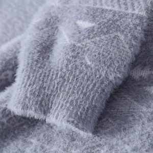 Pull en mohair à col rond pour homme, coupe slim, avec poignets et ourlet côtelés, cardigan en mohair pour homme à manches longues - Product Image 6
