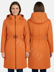 Abrigo Acolchado Largo con Capucha, Estilo Nuevo 2026, Cinturón en la Cintura, Chaqueta Acolchada Cálida con Cierre de Cremallera, Corte Ajustado, Abrigos Acolchados Casuales - Product Image 4