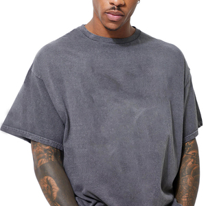 Camiseta holgada de gran tamaño para hombre de algodón OEM 100% con logotipo serigrafiado, camiseta lavada con ácido vintage lavada con piedra para hombre - Product Image 2