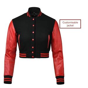 Veste universitaire courte de haute qualité personnalisée pour femmes, veste de baseball, veste d'école, veste universitaire, veste bomber courte pour femmes - Product Image 1