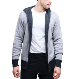 เสื้อมีฮู้ดแบบกลับด้านได้ของผู้ชายเสื้อลำลองแขนยาวมีซิปรูดแบบกำหนดเองขนาดผู้ใหญ่ - Product Image 1