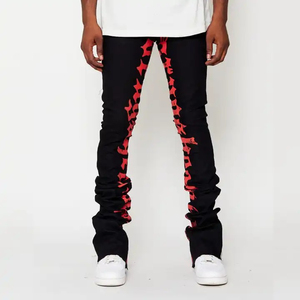 Pantalones Deportivos Rectos de Cintura Alta Azul Claro para Hombre, Pantalones de Lona Personalizados con Seis Bolsillos Apilados, Método de Tejido No Tejido - Product Image 1