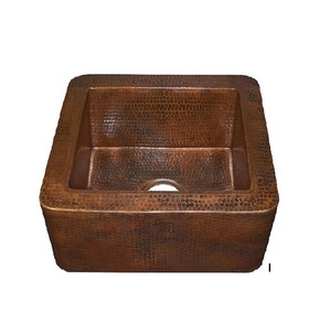 Lavabo rond en cuivre antique gaufré à la main pour fabricant de salle de bain en Inde - Product Image 4