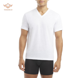 T-shirt à col en V en coton pour hommes, doux, respirant, décontracté, coupe ajustée, t-shirt à manches courtes pour un usage quotidien et une forme sportive BD - Product Image 3