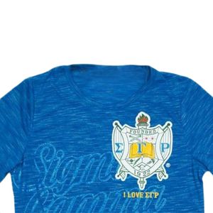 Maglietta a manica lunga con stemma Sigma Gamma Rho SGRho blu 100 in cotone glitterato stampato abito da donna camicia stile di vita greca - Product Image 4