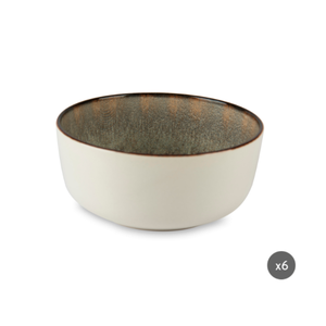 Set di 6 Ciotole in Ceramica Rotonde Regolari con Smalto Reattivo, Design Rustico Minimalista, Decorazione Digitale Lucida in Rilievo Zeus Excelsa - Product Image 1