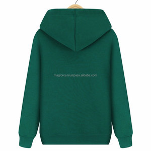 Pull à capuche épais en coton, sweat à capuche chaud à manches longues de couleur vert foncé avec logo et design personnalisés, vente en gros - Product Image 3