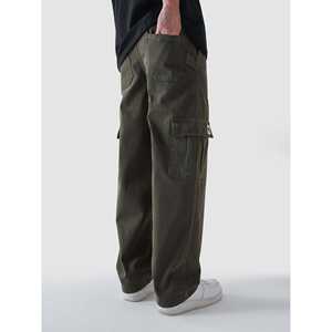 กางเกงคาร์โก้สีเขียวทหาร รุ่น VII ผ้าแคนวาสคอตตอน 100% ปรับแต่งโลโก้ได้ ทรงตรง แต่งซิป ล้างสีสันสดใส เอวต่ำ ไซส์ XL - Product Image 2