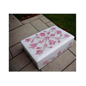 Export Quality Handmade Marble <b>Jewellery</b> Box with Pink Mother of Pearl Work for Sale from Indian Exporter - Product Image 1