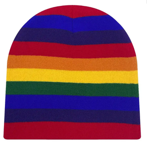 Gran oferta, gorro de punto con rayas de arcoíris OEM personalizado, gorro de invierno cálido Unisex, gorro suave y cómodo para adultos - Product Image 6