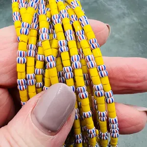 Venetian Vintage Small Striped Seed Crystal Lampwork & <b>Glass</b> <b>Beads</b> <b>Bracelet</b> Inspired by African Trade for Jewelry Making - Product Image 1