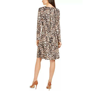 Abito da donna con stampa floreale a vita impero della collezione NY, di alta qualità, traspirante, per feste, in marrone, disponibile nelle taglie XS, S, M, XL - Product Image 2