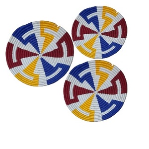 Elegante hecho a mano Multicolor decoración de pared platos Natural Sabai hierba redonda conjunto cesta colgante de mimbre para sala de estar montado en la pared - Product Image 6