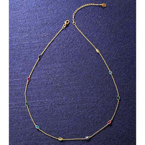 Collier minimaliste CLARA en argent sterling 925 avec breloques multicolores, colliers fins à perles - Product Image 2