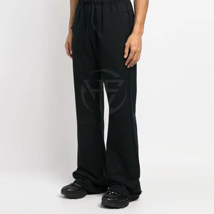 Soft Cotton Blend <b>Trousers</b> <b>Elastic</b> Waist Wide Leg Casual Fit Smooth Surface Comfortable Feel Daily <b>Men</b> Flared Sweat Pant - Product Image 4
